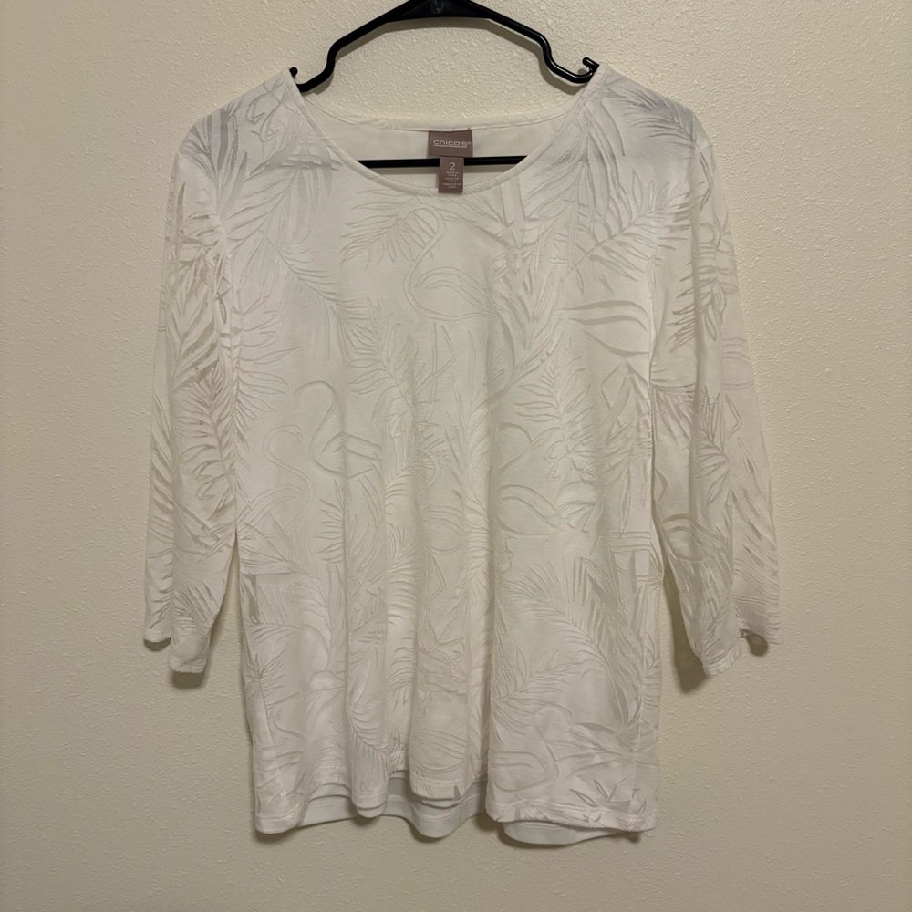 Chicos size 2 White Textured Top